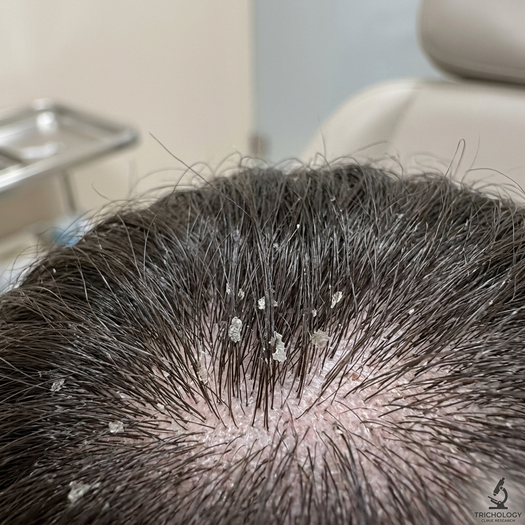 Vảy gàu nhìn thấy bám chân tóc