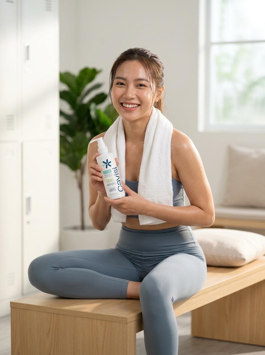 Người mẫu phục hồi mái tóc sạch sảng khoái sau buổi tập thể thao